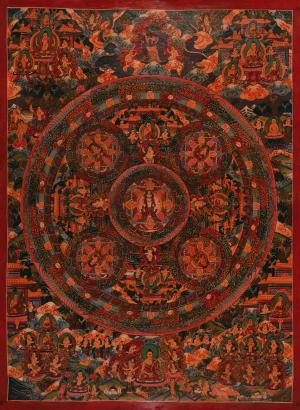 Oil-Varnished Lokeshvara Mandala | Tibetan Buddhism | Mandala Thangka Painting